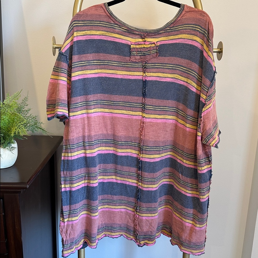 FREE PEOPLE we the free striped pink oversized top (size medium) ✨ - Picture 6 of 8